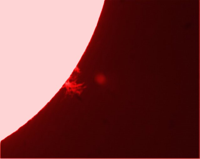 Protuberanza solare al bordo osservata in H-alpha